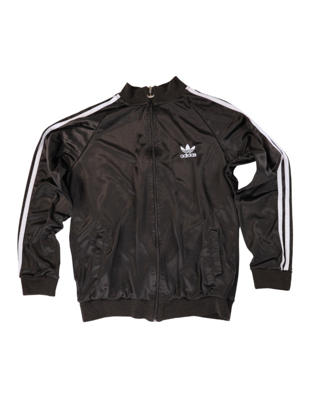 Adidas Originals Black 3 Stripe Track Jacket Full Zip Large Trefoil